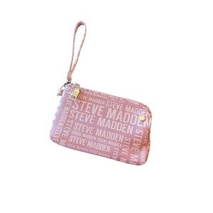 Steve Madden Pink Logo Wristlet Wallet With Zipper & Strap Y2K 90s